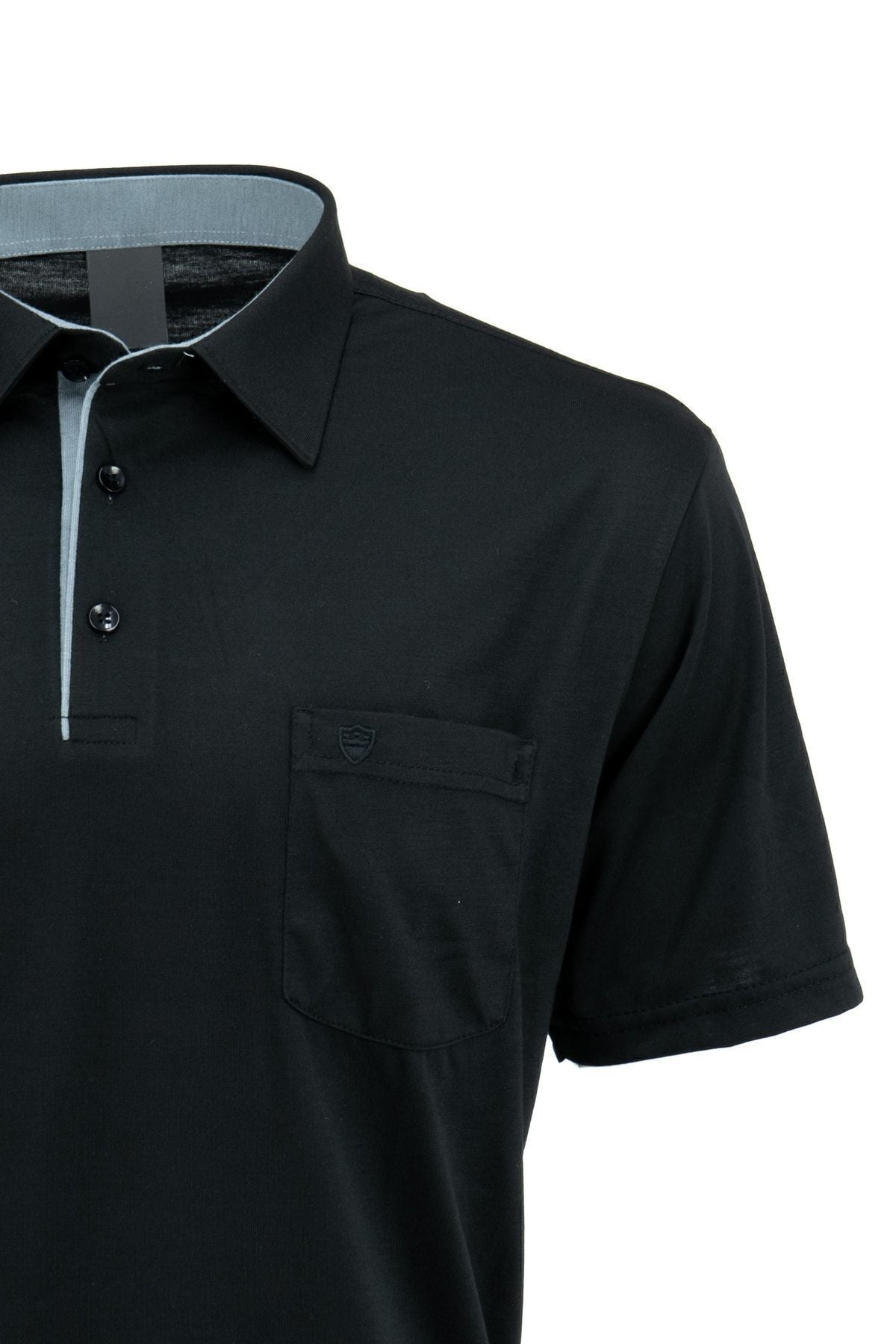 Erkek Gömlek Yaka Cepli Kısa Kollu Normal Kesim Tam Kalıp Premium Pamuklu Kumaş T-shirt